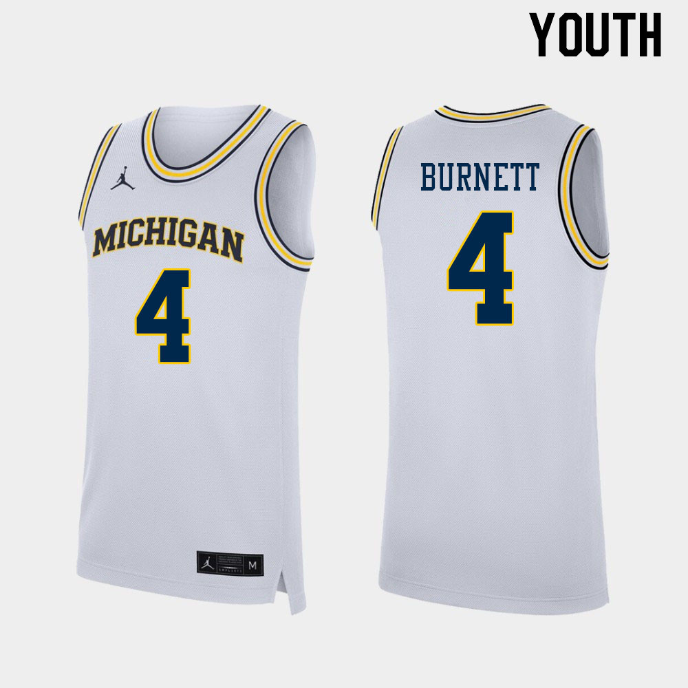 Youth #4 Nimari Burnett Michigan Wolverines College Basketball Jerseys Stitched Sale-White